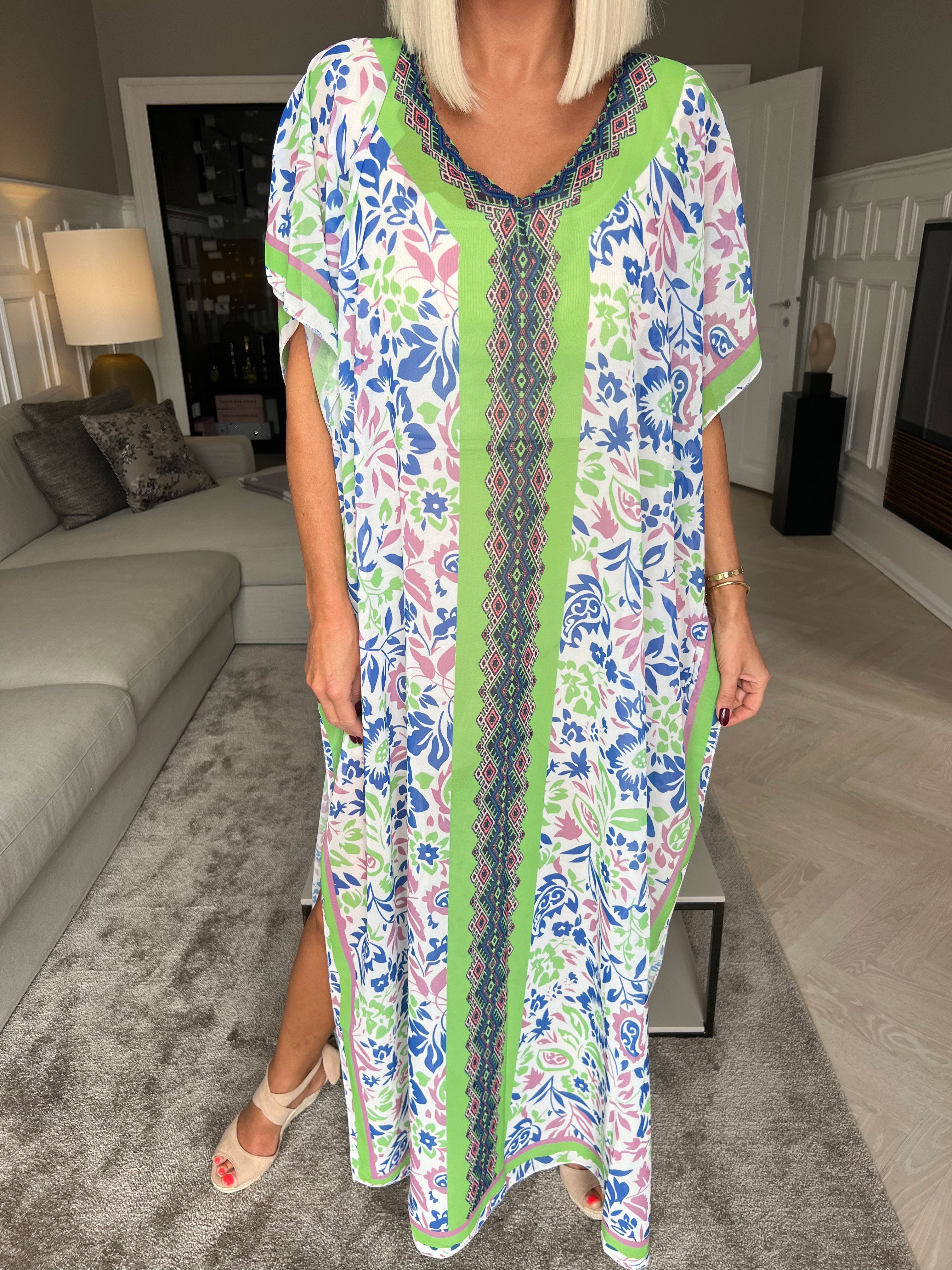 Nadia - Lang flerfarvet semi-transparent tunika